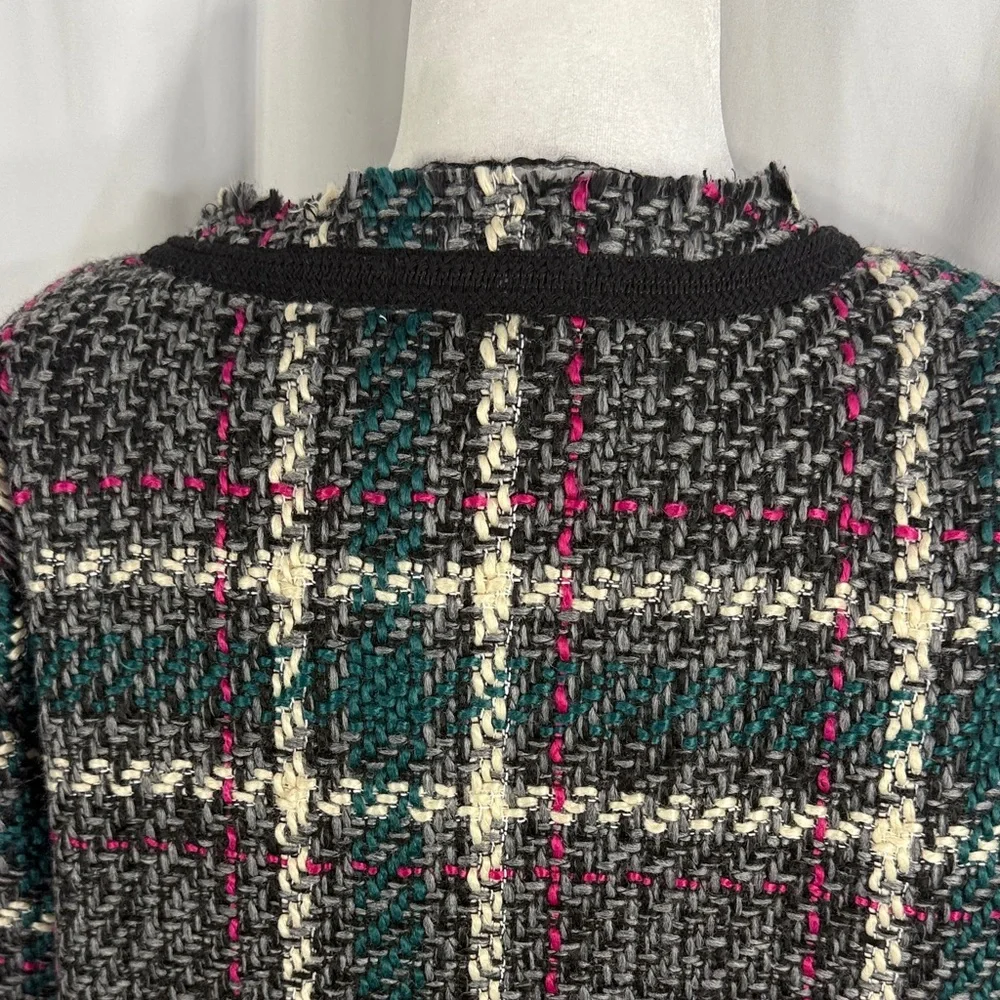 ANTHROPOLOGIE PLAID TWEED BLAZER JACKET L - Picture 10 of 11